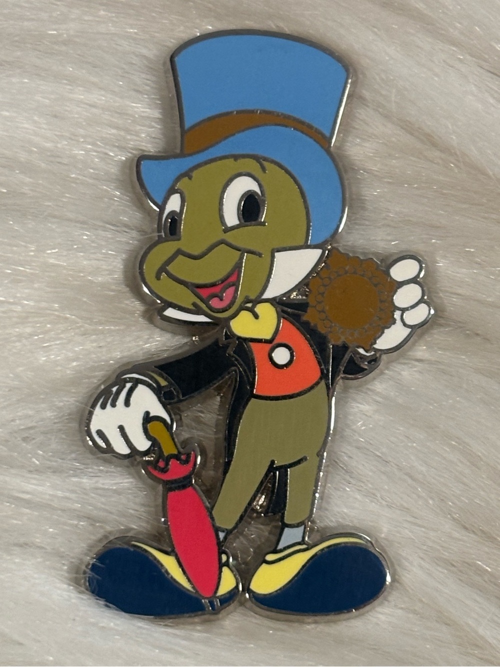 Disney Parks Pinocchio Jiminy Cricket Holding Conscience Badge Trading Pin
